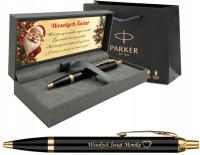 PARKER IM CZARNY ZŁOCONY GT Z GRAWEREM W PUDEŁKU TABLICZKA NA ŚWIĘTA