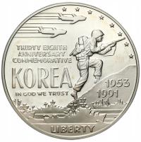USA. 1 dolar 1991, 38. rocznica wybuchu wojny koreańskiej – SREBRO