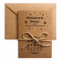 Kartki świąteczne, bożonarodzeniowe, naturalne, eko KOPERTA + SZNUREK