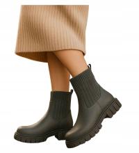 Botki dziecięce z elastyczną cholewką Ocieplane buty dziewczęce 18367