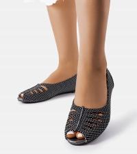 Czarne balerinki w kropki z wycięciem Laforge