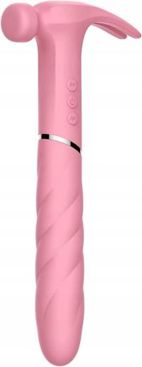 Wibrator młotkowy, wodoodporny, silikonowy, różowy, 21 trybów wibracji