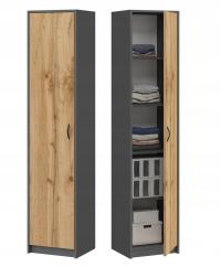 ГАБИ КНИЖНЫЙ ШКАФ ЗАКРЫТЫЙ ШКАФ АНТРАЦИТ ДУБ WOTAN