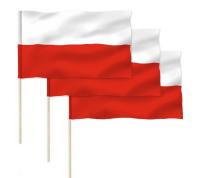 Chorągiewka Flaga Polski 30x20 cm Materiałowa z Patyczkiem Flagi Polskie
