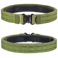 Тактический военный двойной ремень с внутренним ремнем MOLLE на липучке зеленый