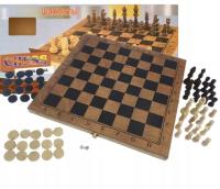 3в1 большие деревянные шахматы, шашки набор 36см