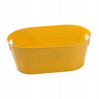 Ocynkowany owalny pojemnik na napoje, lekki, blaszany, metalowy, wiaderko na lód, żółty