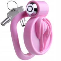 Mini Klatka Na Penisa Typu Flat, Różowy Pas Cnoty Chastity Mini Cage