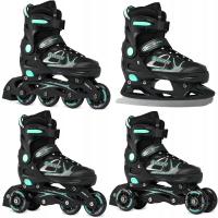 Роликовые коньки роликовые коньки 4в1 регулируемые ворон дух черный/Мята 40-43