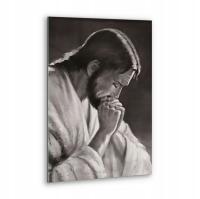 Obraz Ścienny Szklany Jezus Modlitwa czarno biały