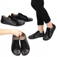 Półbuty Damskie minimalistyczne skórzane barefoot 1243 P czarne