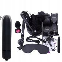 Ekskluzywny zestaw BDSM dla par - Uprząż Kajdanki Korek Wibrator