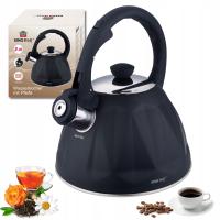 Czajnik KINGHoff 2L z gwizdkiem indukcja gaz stal nierdzewna czarny
