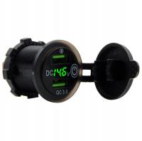 3.0 QC USB ŁADOWARKA SAMOCHODOWA WOLTOMIERZ GREEN