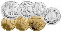 Злотый 2012 винтаж комплект 1 2 5 10 20 50 гр копейки 1 зл золотой UNC