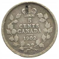 32698. Kanada, 5 centów, 1902r. - Ag