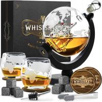 ZESTAW KARAFKA DO WHISKY 900ML 2 SZKLANKI 8 KAMIENI PREZENTOWY