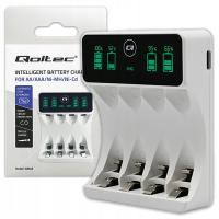 Зарядное устройство для аккумуляторов R6 AA R03 AAA USB-C QOLTEC LCD Ni-Mh Ni-Cd