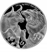 Tokelau Bull and Bear 2022 srebro 31,1 g próba 999