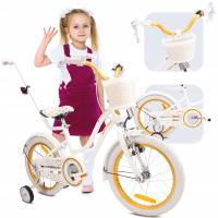16-дюймовый велосипед для девочек, Детский толкатель, боковые колеса, корзина, сердце