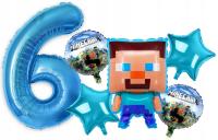 6 SZTUK BALONÓW MINECRAFT BALON STEVE 66 CM cyfra 6 sześć szóste URODZINY