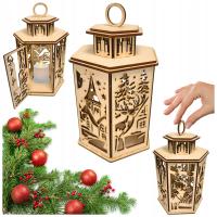 Lampion ADWENTOWY ŚWIĄTECZNY drewniany ze sklejki wycinany laserowo roraty