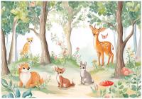 FOTOTAPETA DLA DZIECI LAS ZWIERZĘTA DZIEWCZYNKI TAPETA FLIZELINA 350x250