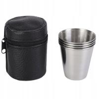 KIELISZKI STALOWE ZESTAW 4 SZT TURYSTYCZNE NA RYBY GRZYBY METAL W ETUI