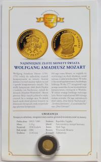 Republika Togijska 1500 Franków 2006 Mozart waga 1.24 gr złoto 999 UNC