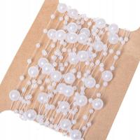 BIAŁE PERŁY NA CHOINKĘ ŁAŃCUCH GIRLANDA 5M 10/5mm KORALIKI DEKORACJA ŚWIĘTA