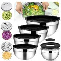 MISKA DO MIESZANIA 5 SZTUK Z TARKAMI HERMETYCZNĄ POKRYWKĄ STAL NIERDZEWNA