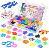 DUŻY ZESTAW DO ROBIENIA BRANSOLETEK GUMKI KORALIKI LITERKI 2 500 ELEMENTÓW