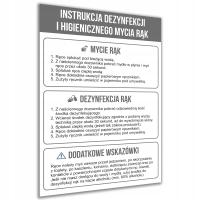 INSTRUKCJA DEZYNFEKCJI I HIGIENICZNEGO MYCIA RĄK BHP HIPS Druk UV 60x40cm