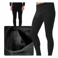 Kalesony męskie ZIMOWE Ciepłe POLAR Termoaktywne BAWEŁNIANE czarne