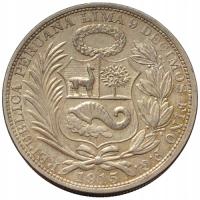 44774. Peru - 1 sol - 1915r. - Ag (25g/37mm)