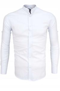 Мужская белая рубашка с воротником-стойкой slim 865 L