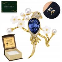 POZŁACANA BROSZKA PTAK ZE STALI NIERDZEWNEJ PREZENT DLA NIEJ + GRAWER