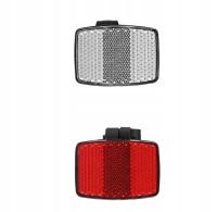 2X ODBLASK DO ROWERU 5,5X4CM Z MOCOWANIEM NA PRZÓD I TYŁ CZERWNONY I BIAŁY