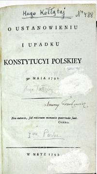 O USTANOWIENIU I UPADKU KOSTYTUCYI POSKIEY 2 TOMY 1793