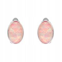 Klipsy owalne z opalem różowym srebro