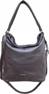 Damska Torebka włoska SKÓRA NATURALNA WOREK Vera Pelle Pojemna CZEKOLADA