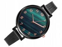 Черный тонкий зеленый циферблат женские часы
