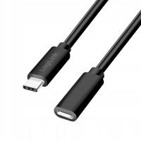 Przedłużacz USB-C 3m LogiLink USB 2.0 C/M do C/F PD 60W 480 Mb/s czarny