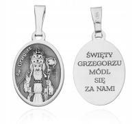 Srebrny medalik Ag 925 rodowany Św. Grzegorz MDC099R
