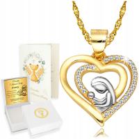 Золотая Цепочка 925 Ожерелье Медальон Сердце Мать Причастие Злотый Гравер