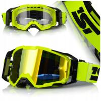 Gogle motocyklowe 1ST MX01-F żółte szybka lustrzana regulowany pasek