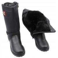 KOZAKI DZIEWCZĘCE OCIEPLANE NA PLATFORMIE SUWAKI ŚNIEGOWCE CIEPŁE CZARNE