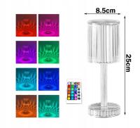 LAMPKA NOCNA KRYSZTAŁOWA DIAMENTOWA ŚWIECĄCA LAMPA LED RGB PILOT 16 KOLORÓW