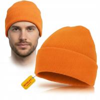 CZAPKA ROBOCZA ZIMOWA OCIEPLANA POMARAŃCZOWA ciepła dziana
