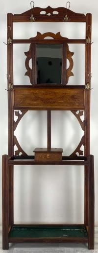 STYLOWY WIESZAK STOJĄCY GARDEROBA Z LUSTREM SECESJA LITY DĄB Y81